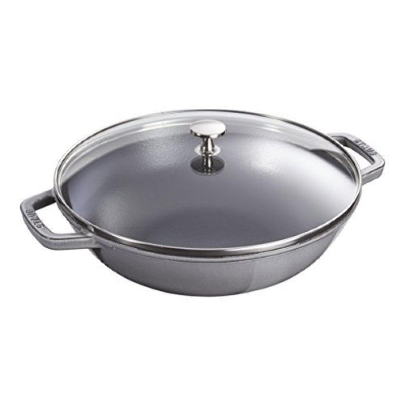 STAUB Cast Iron Wok, Grey, 30 cm