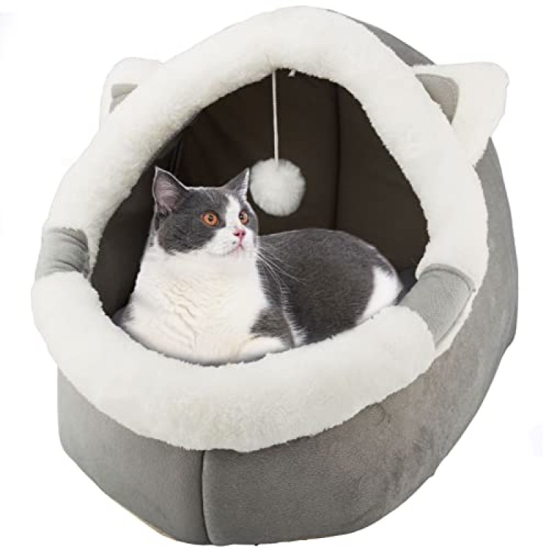 Cat Beds for Indoor with Hanging toy, Small Dog…
