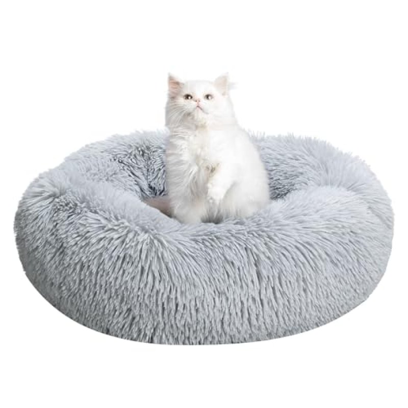 TOHDNC Cat Dog Round Bed, 50cm Cozy Plush Pet Bed…