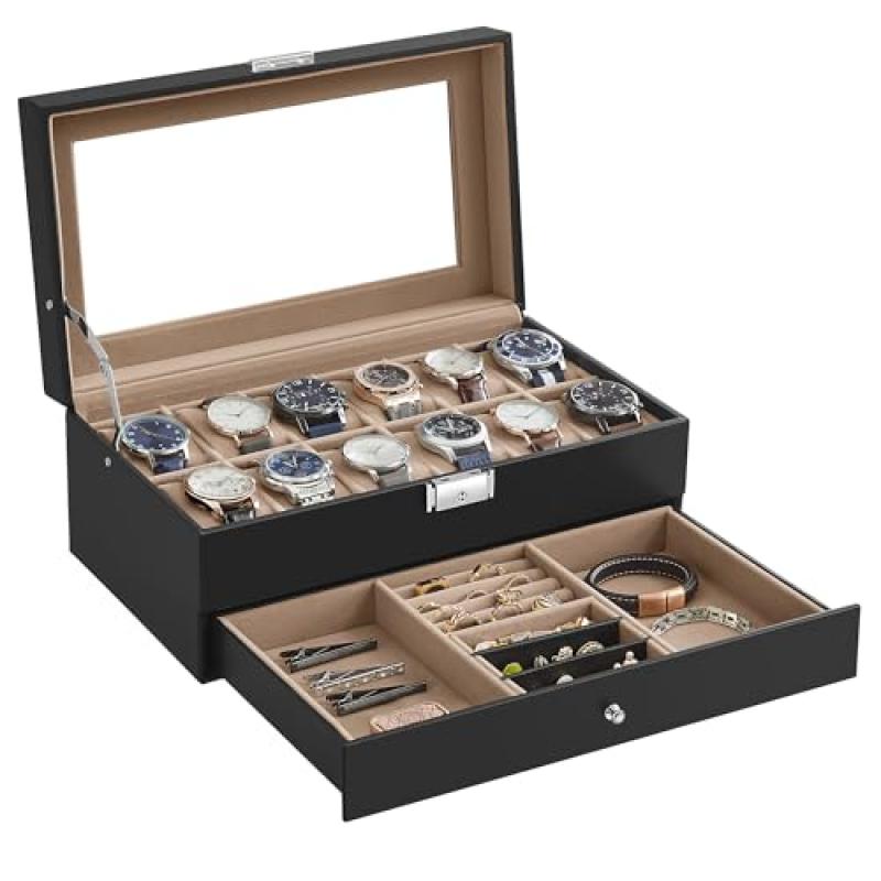SONGMICS Watch Box 2-Tier Display Case