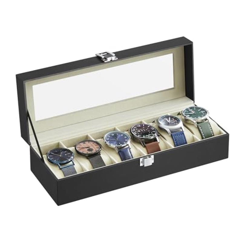 SONGMICS Watch Box with 6 Slots JWB06BE