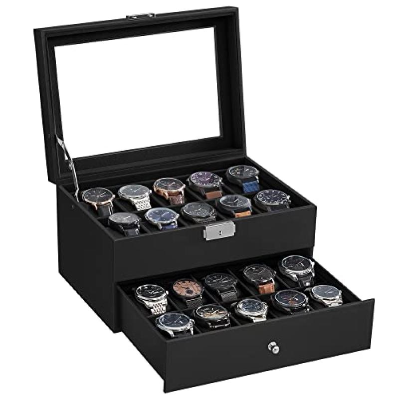 SONGMICS Watch Box with Glass Lid
