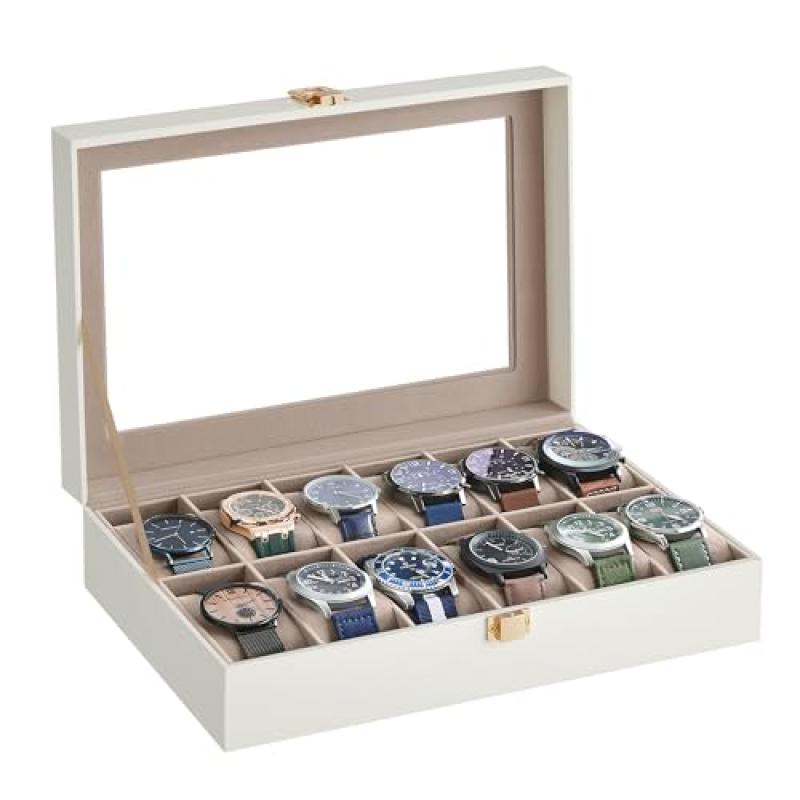SONGMICS Watch Box with Glass Lid