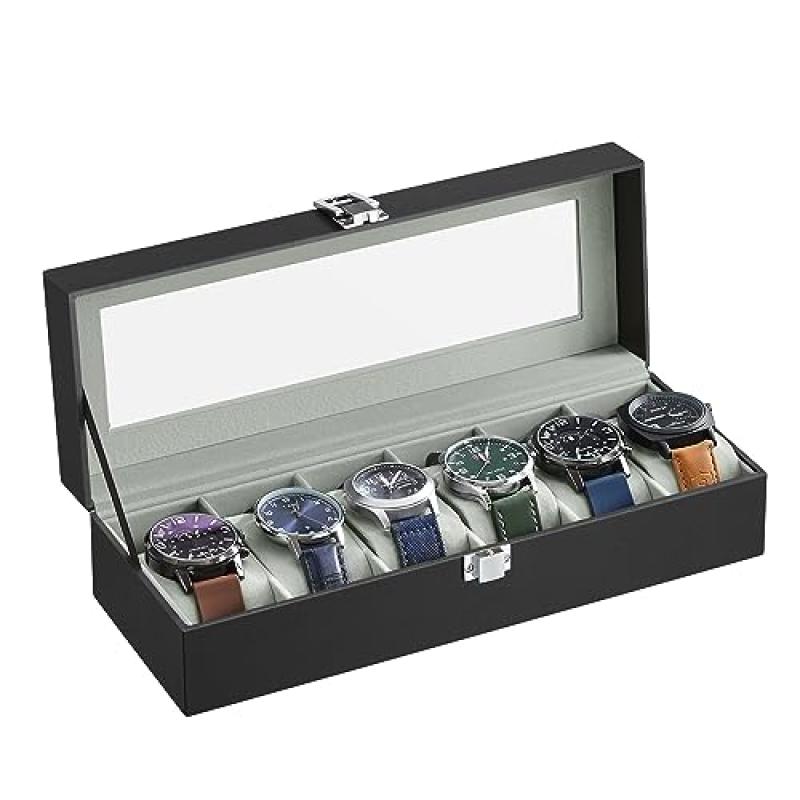 SONGMICS Watch Box with Glass Lid