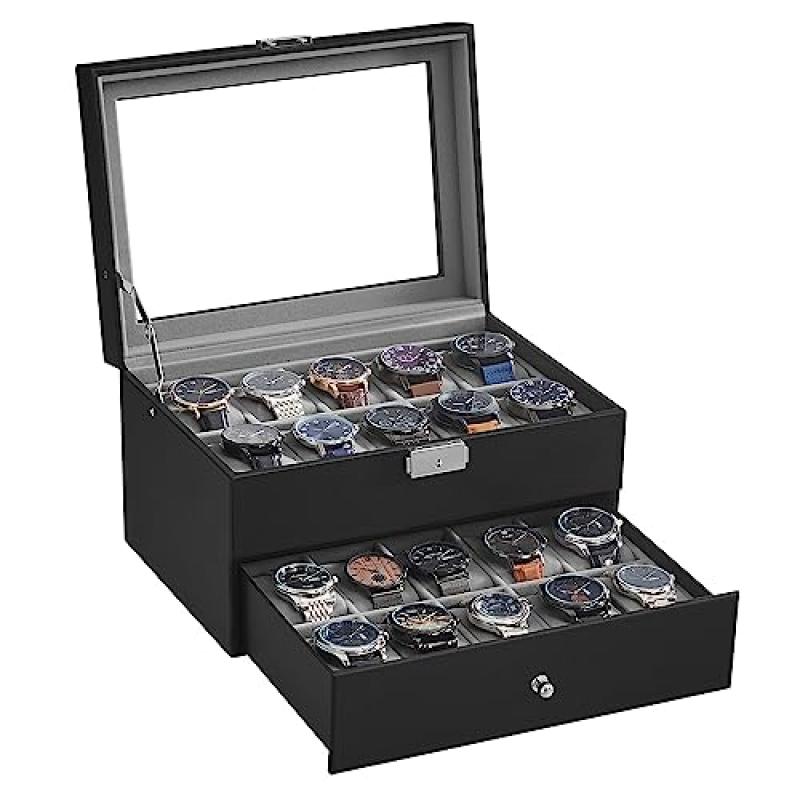 SONGMICS Watch Box with Glass Lid