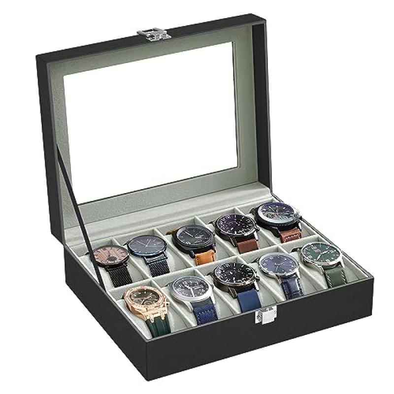 SONGMICS Watch Box with Glass Lid