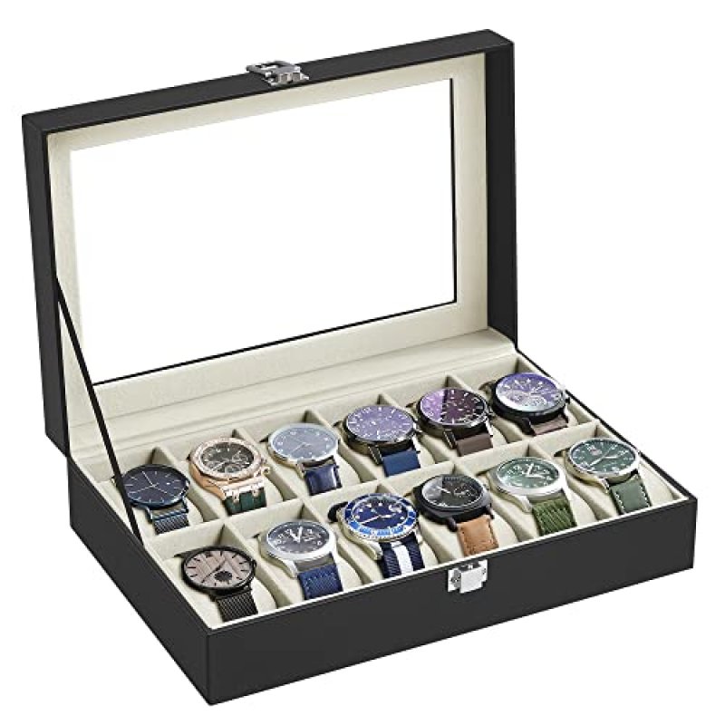 SONGMICS Watch Box with Glass Lid