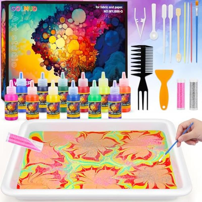 GOLMUD Water Marbling Paint Kit for Kids