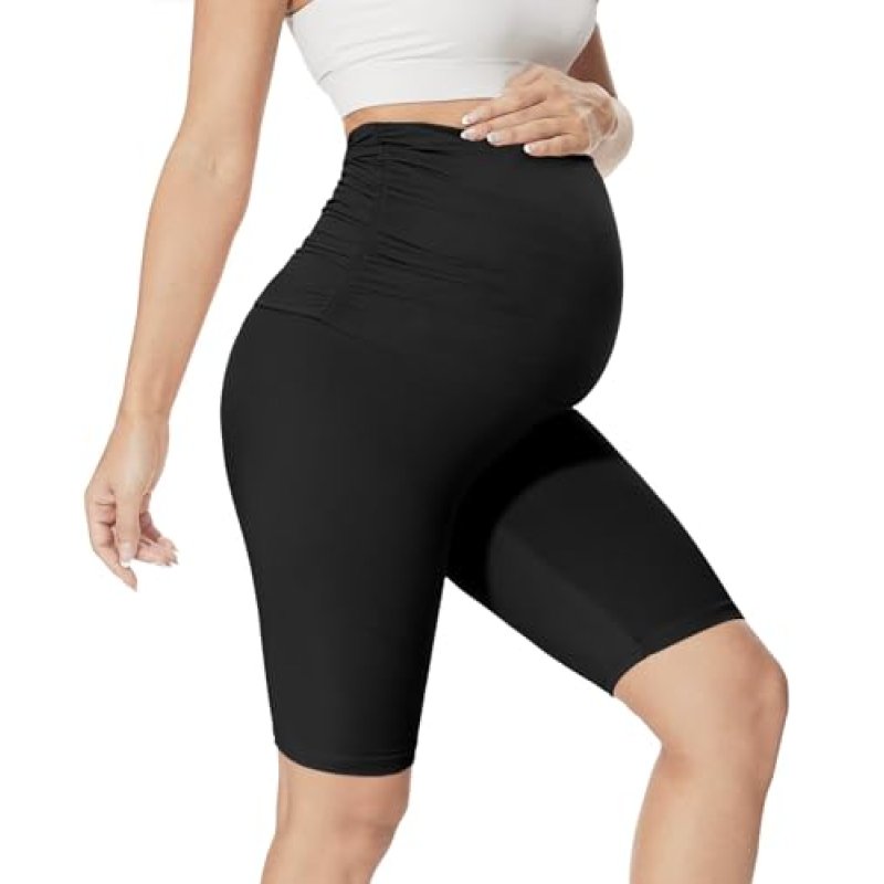 QGGQDD Maternity Biker Shorts Over Belly High…