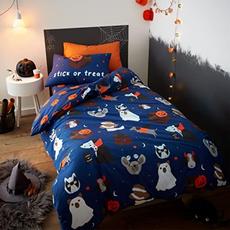 Catherine Lansfield Bedding Halloween Dogs Glow…