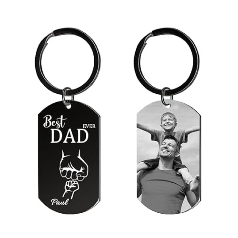 HOBULL Fathers Day Keyring with Photo Engraving