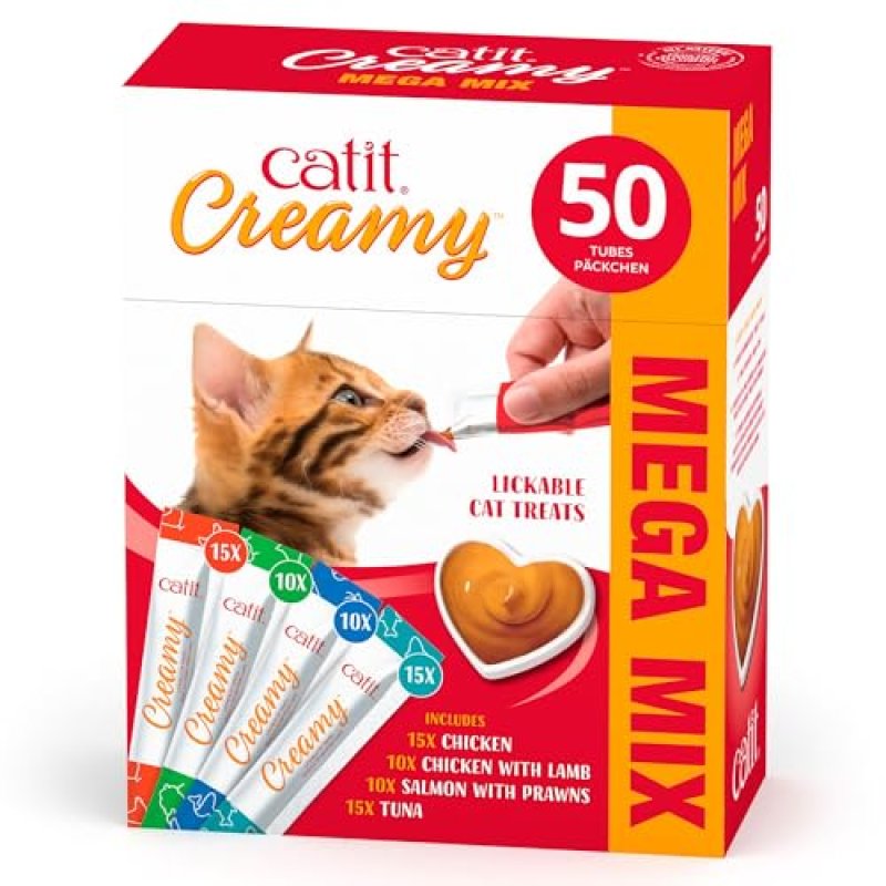 Catit Creamy Variety Pack Lickable Cat Treats for…