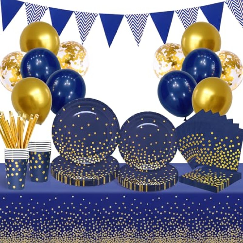 Navy Blue & Gold Party Set