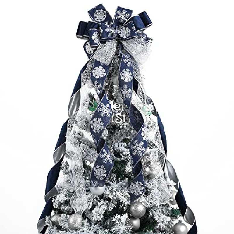 MEEDEE Navy Blue Tree Topper - 12 inch Wide…