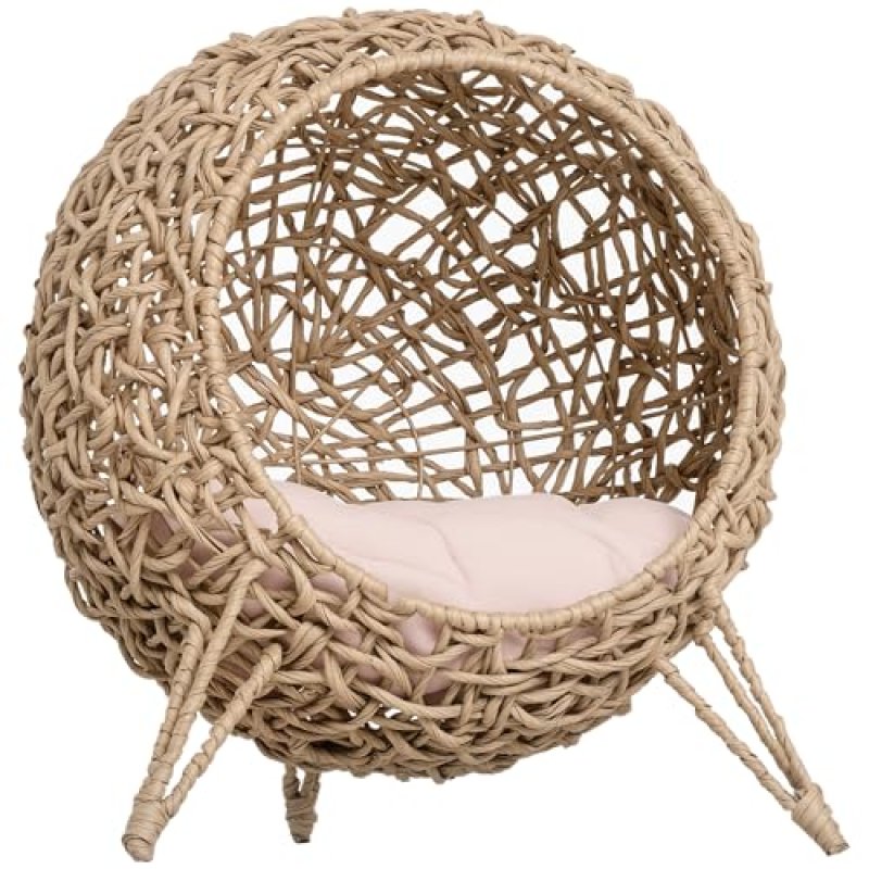 PawHut Wicker Cat House