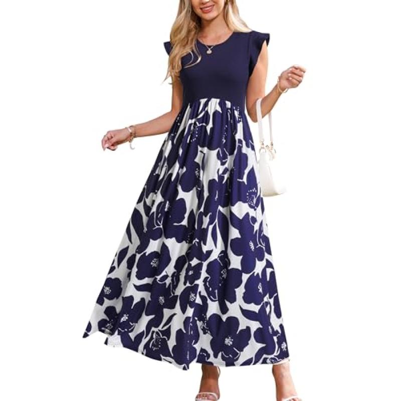 OUGES Maxi Dress with Pockets