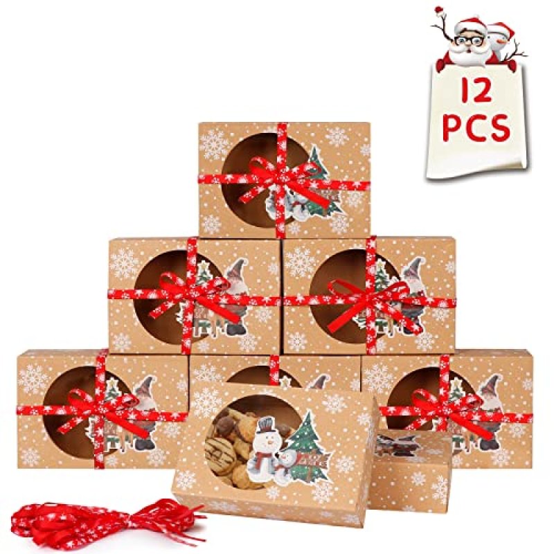 Fayavoo 12pcs Christmas Cookie Gift Boxes With…