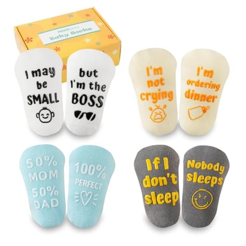 INNObeta Baby Socks Set with Funny Quotes
