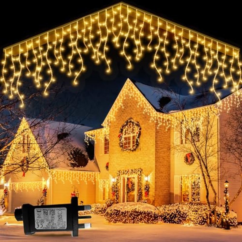 GYLEFY Icicle Outdoor Christmas Lights, 65.6FT…