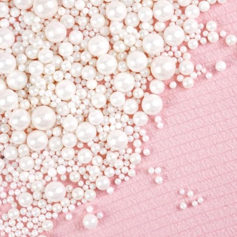 Edible White Pearl Sprinkles, 130g, White Pearls…
