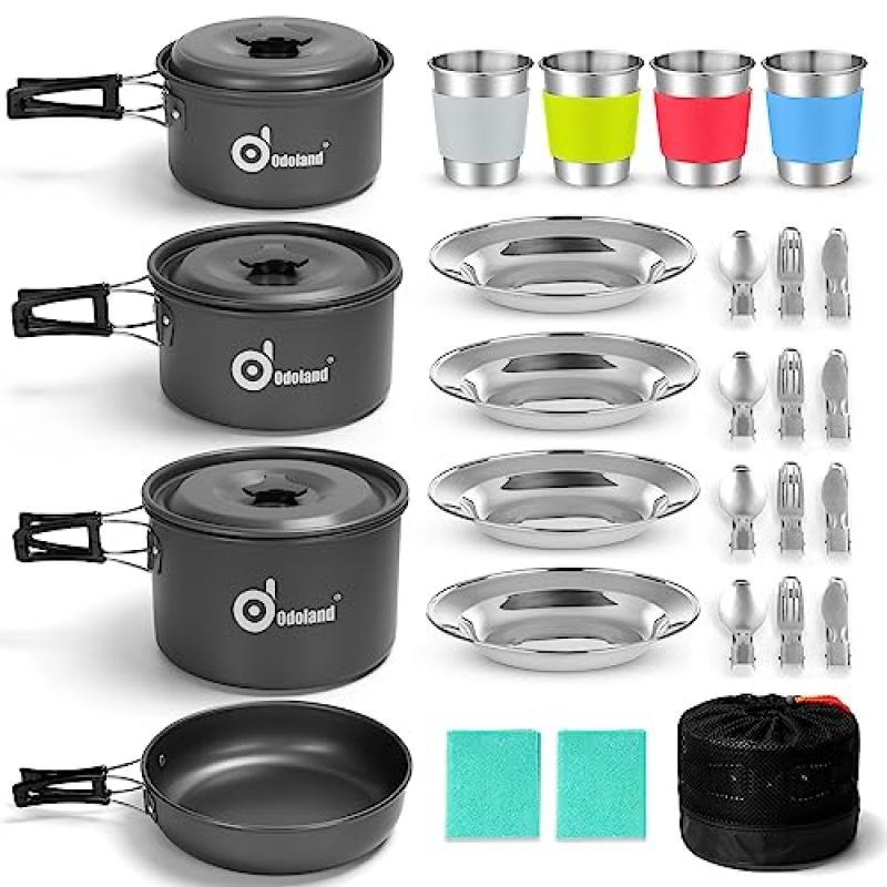 Odoland Camping Cookware Kit for 4 People