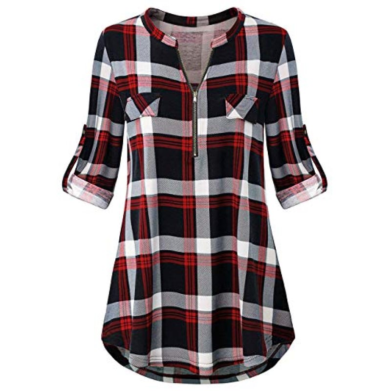Odosalii Women's Plaid Tunic