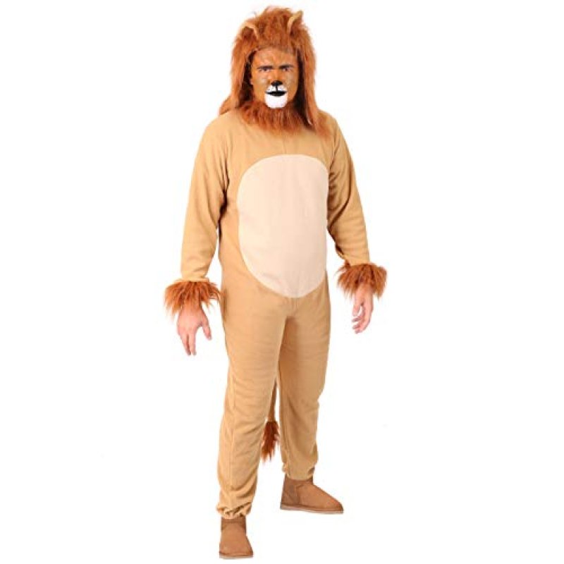 Adults Lion Costume - Brown Lion Jumpsuit With…