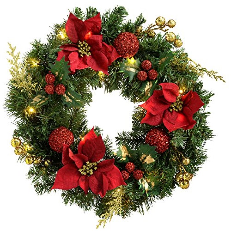 WeRChristmas Pre-Lit Wreath, 60 cm