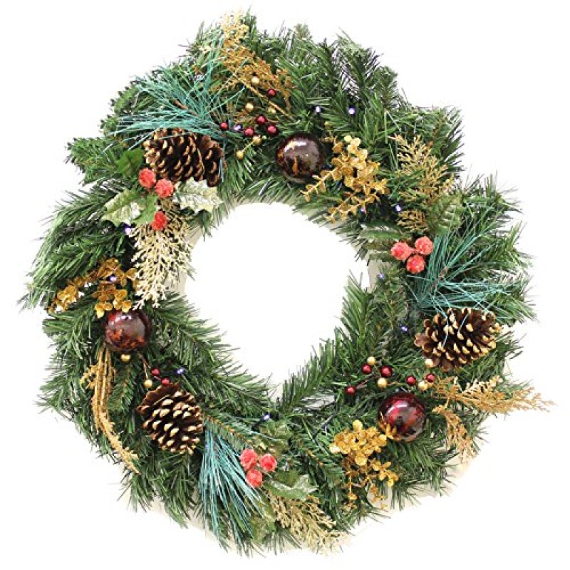 WeRChristmas Pre-Lit Wreath with 20 Warm White…