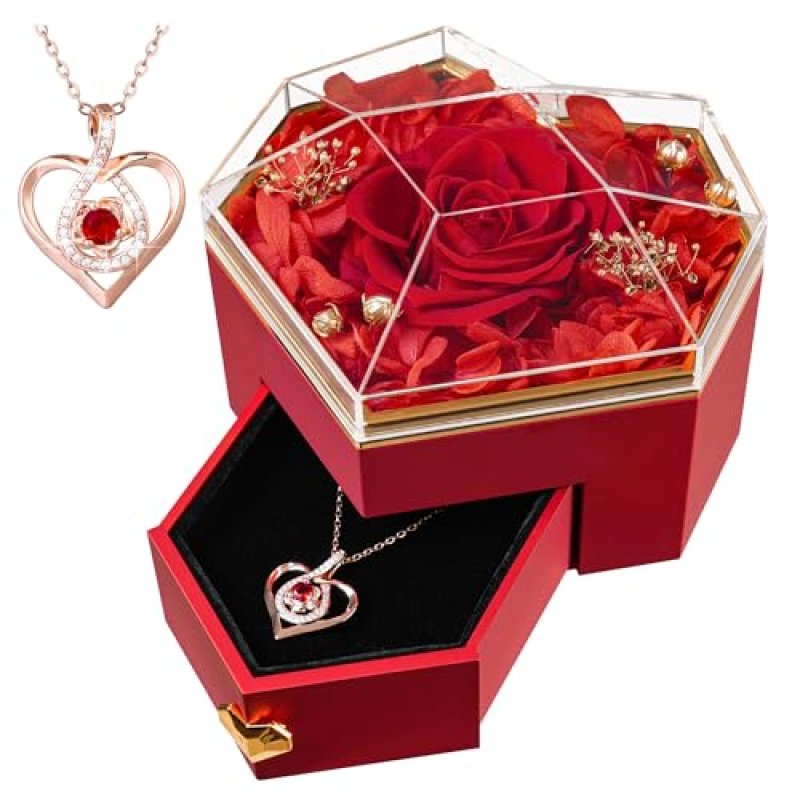 Real Rose & Necklace Gift