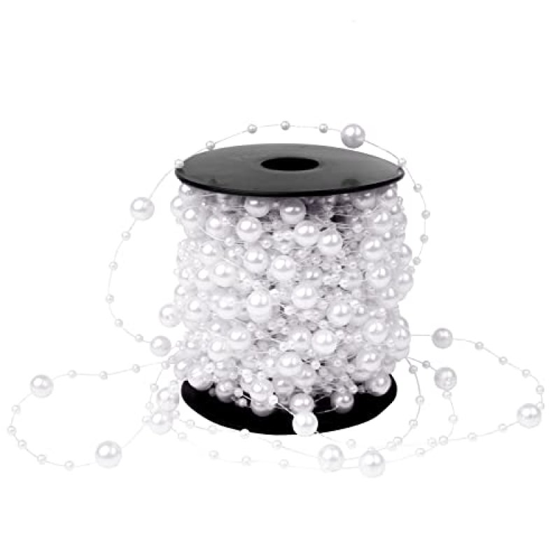 LOAVER Pearl Bead Garland, 98.5 ft