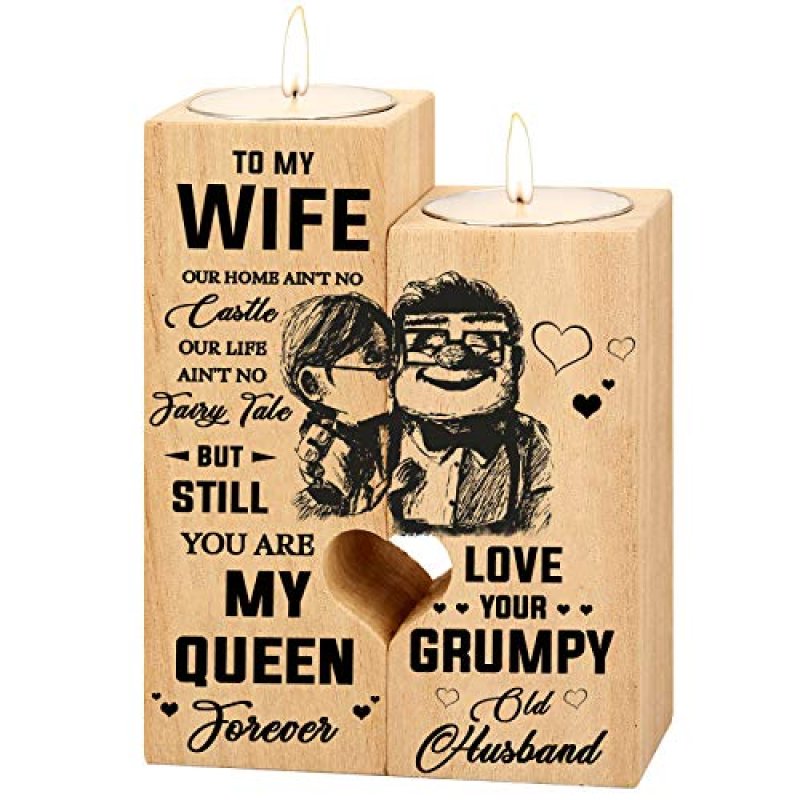 Heart-Shaped Wooden Candlestick