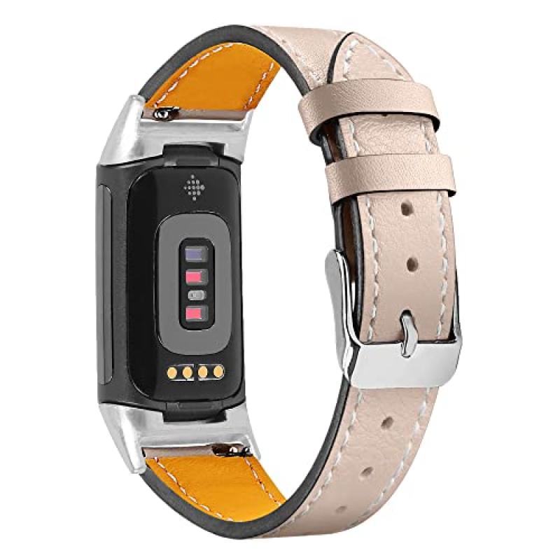 AISPORTS Leather Strap for Fitbit Charge 6/5