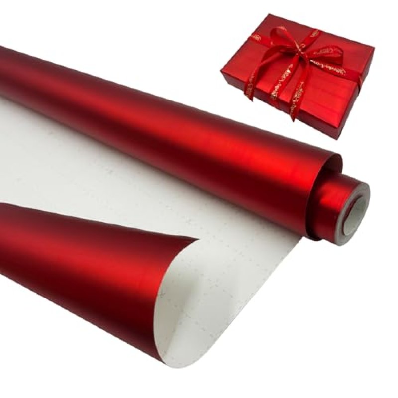 Red Gift Wrapping Paper Roll: 43cm X 12m Solid…