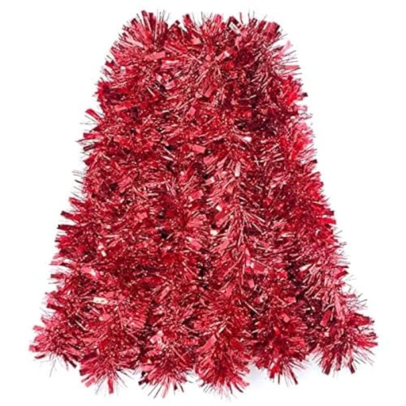 Red Tinsel Garland, 19.6 Ft