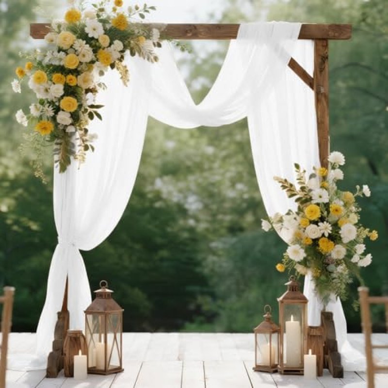 HOTUT Wedding Arch Draping Fabric,White Chiffon…