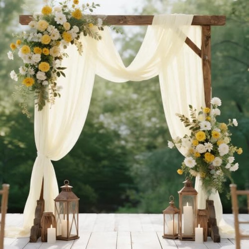 HOTUT Wedding Arch Draping Fabric,Ivory Chiffon…