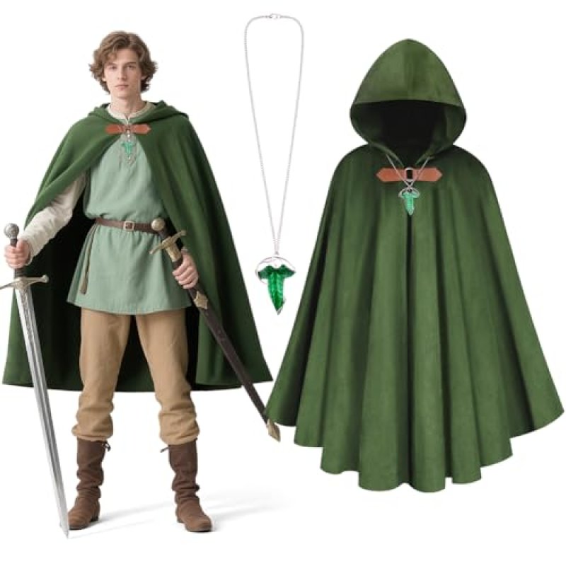 BSBUY Medieval Costume Cloak with Hood Men…