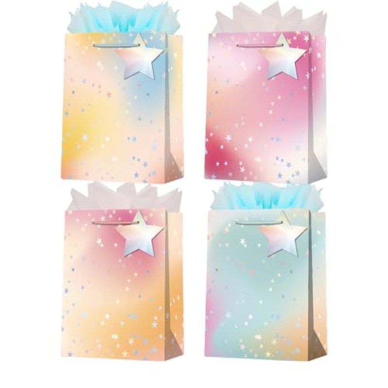 Medium Size Gift Bags,4pcs 9'' Light Pink & Blue…