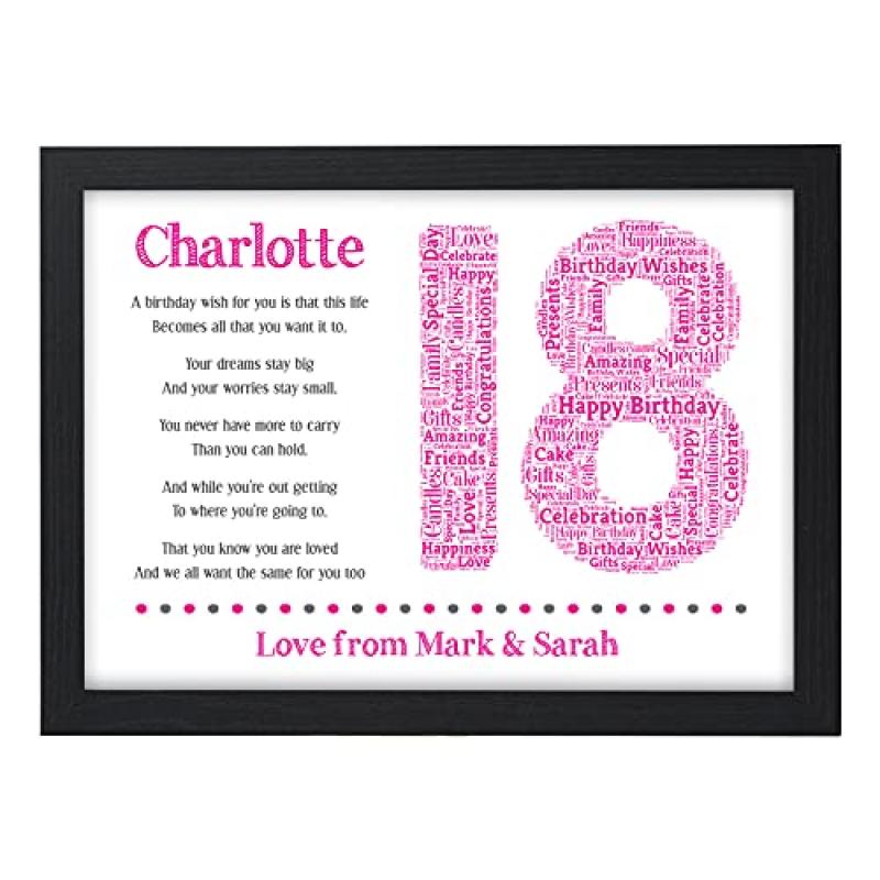 Beecreative 18th Birthday Word Art Print