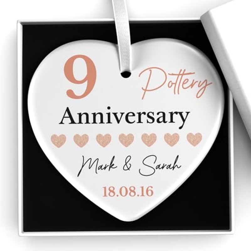 Beecreative 9th Wedding Anniversary Ceramic Ornament