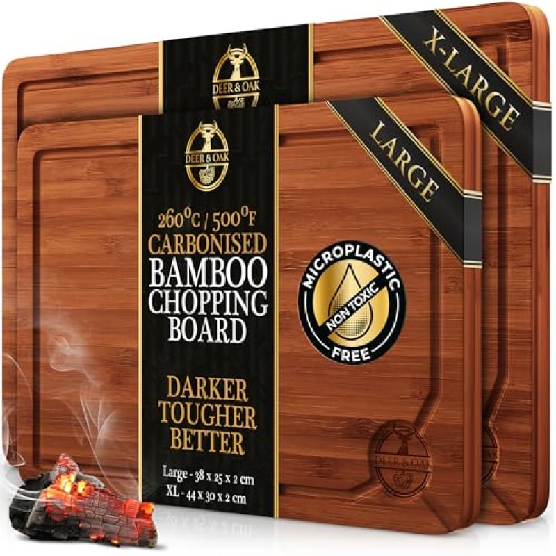 Deer & Oak Carbonised Wooden Chopping Board Set -…