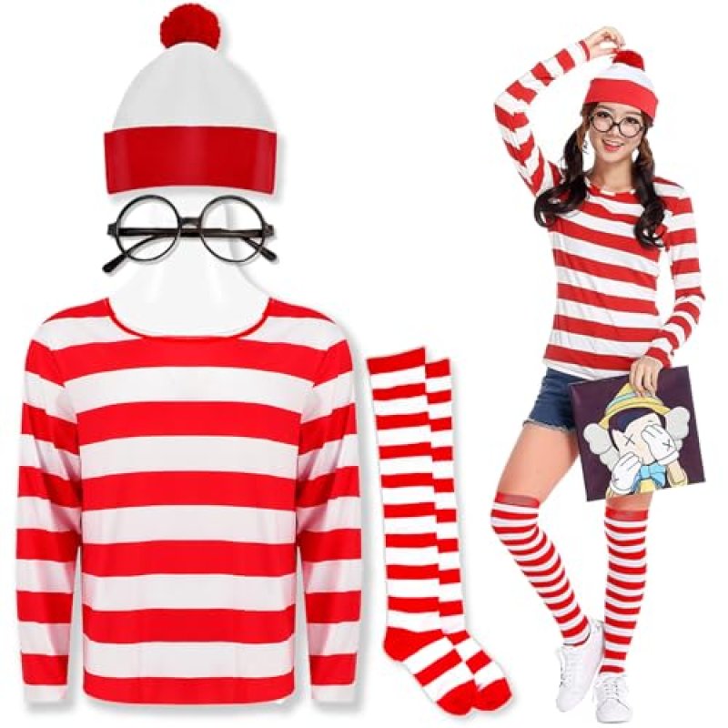 Feeziloe Women Where's Wally Kit, Top Hat Glasses…