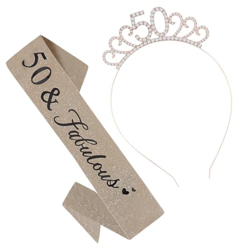 Feibety Birthday Sash & Tiara Crown Set