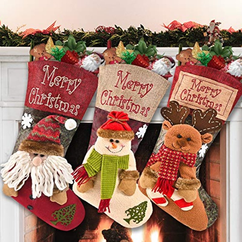 Telgoner Christmas Stocking Set of 3, Large Xmas…