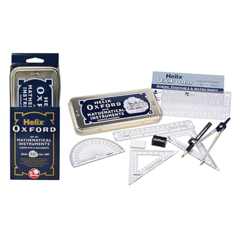 Helix Oxford Maths Set with Storage Tin - 10…