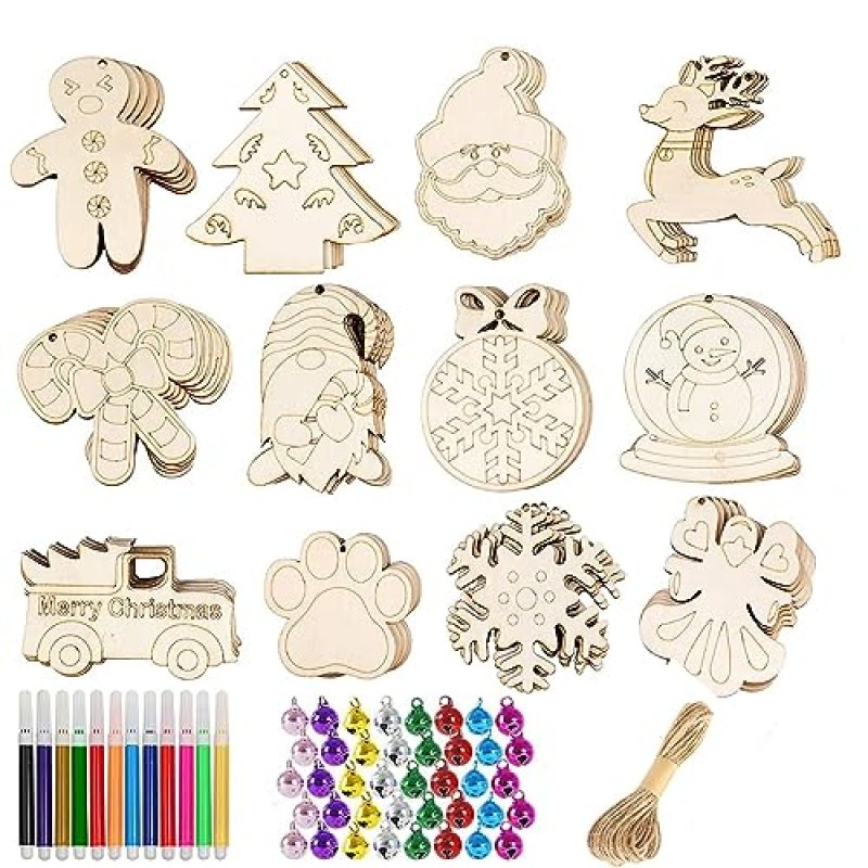 HBell 36pcs Christmas Wooden Ornaments Set With…
