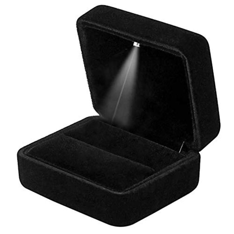 GBYAN Velvet Ring Box with LED Light