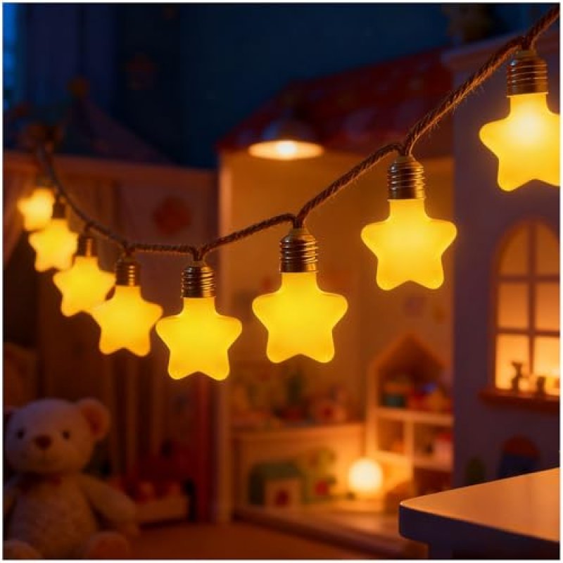 Hemp Rope Star String Lights
