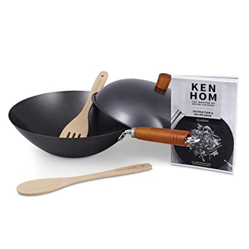 Ken Hom Carbon Steel Wok Set, 31cm, Includes Non…
